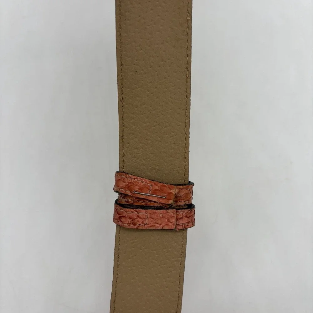 Vintage Laura Lei Womens Belt Genuine Snakeskin Orange Gold Adjustable Argentina